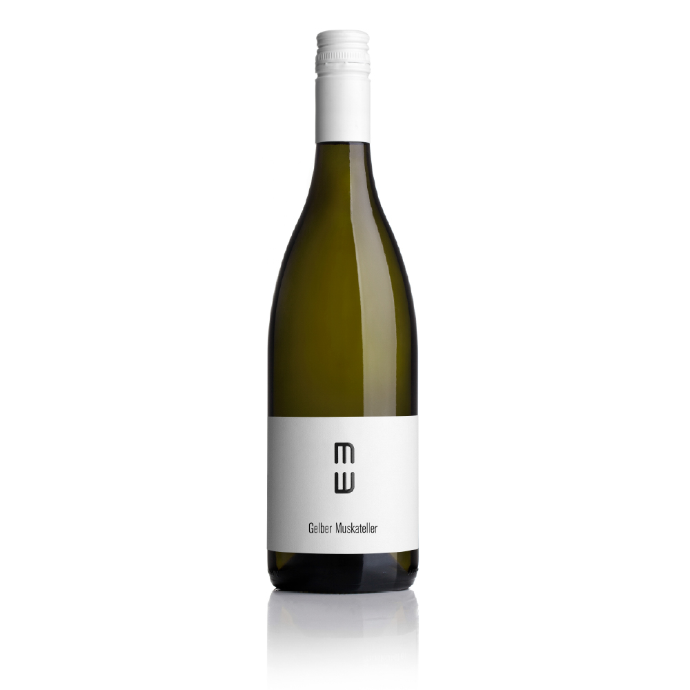 Weinflasche Gelber Muskateller 2025 vom Weingut Manfred Weiss im Burgenland, aromatischer Weißwein